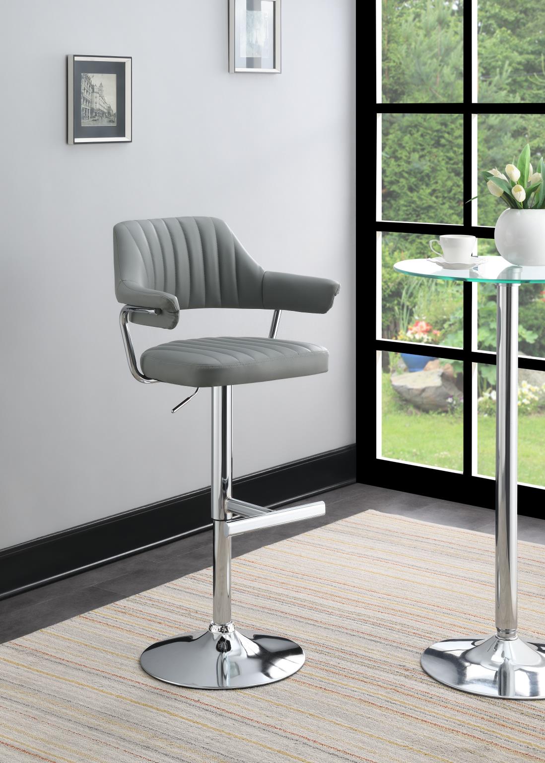 Faux Leather Bar Stool with Padded Seat