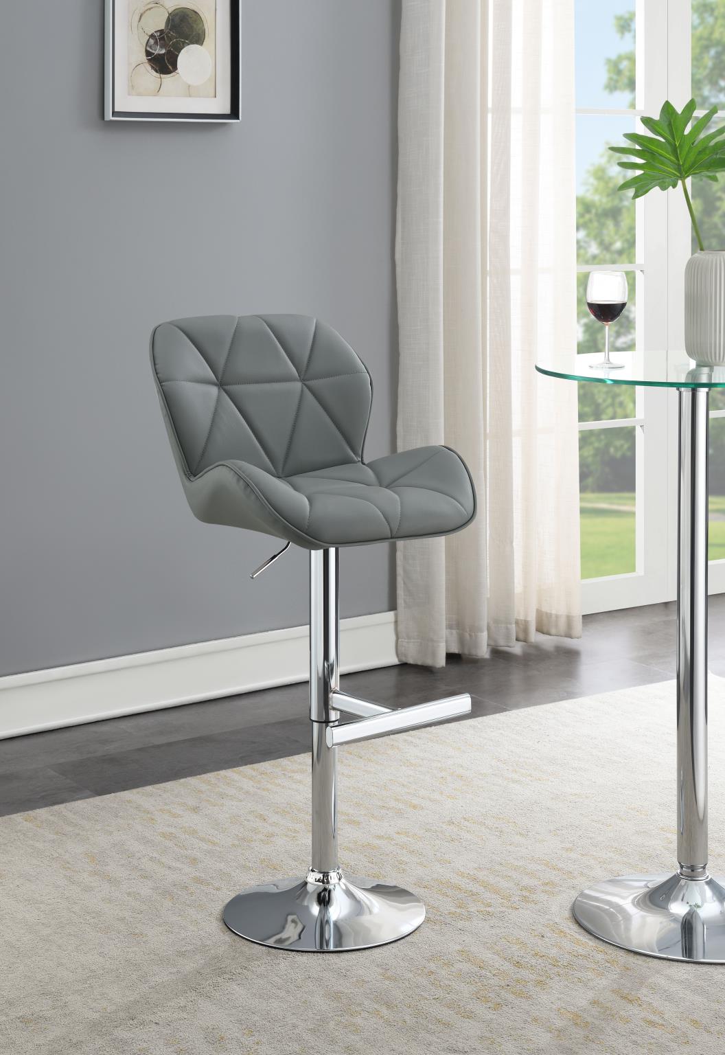 Low-Profile Faux Leather Bar Stool