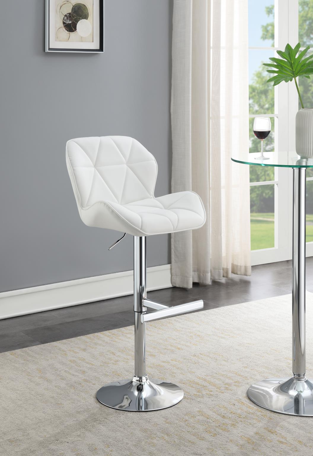 Low-Profile Faux Leather Bar Stool