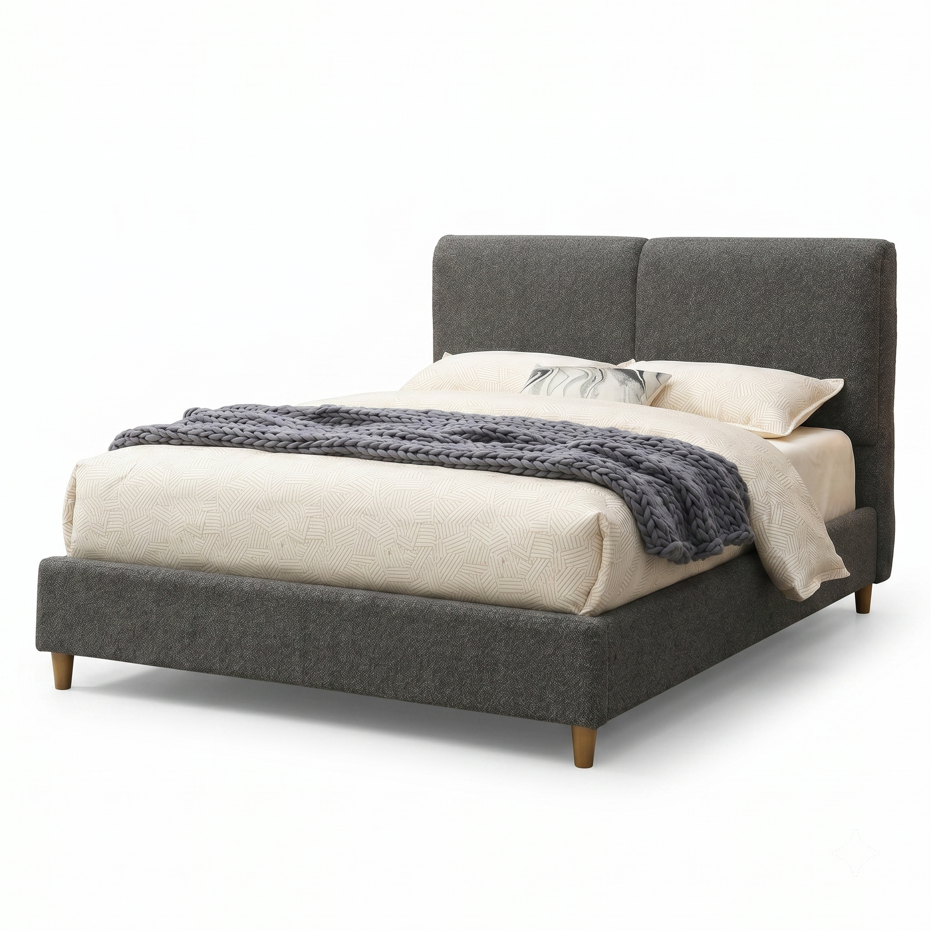 Stavern Contemporary Gray Boucle Eastern King Platform Bed