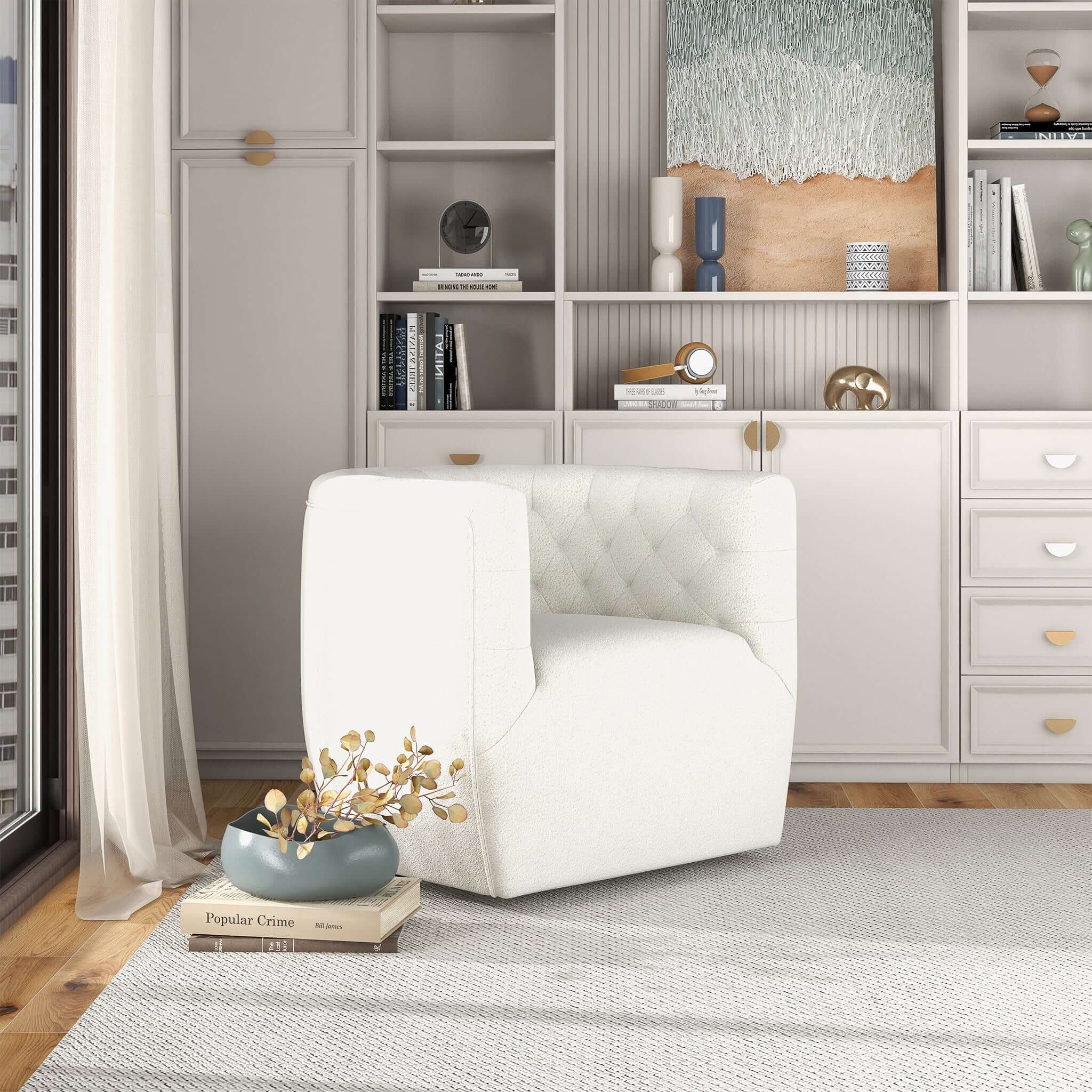 Empire Swivel Lounge Chair Boucle