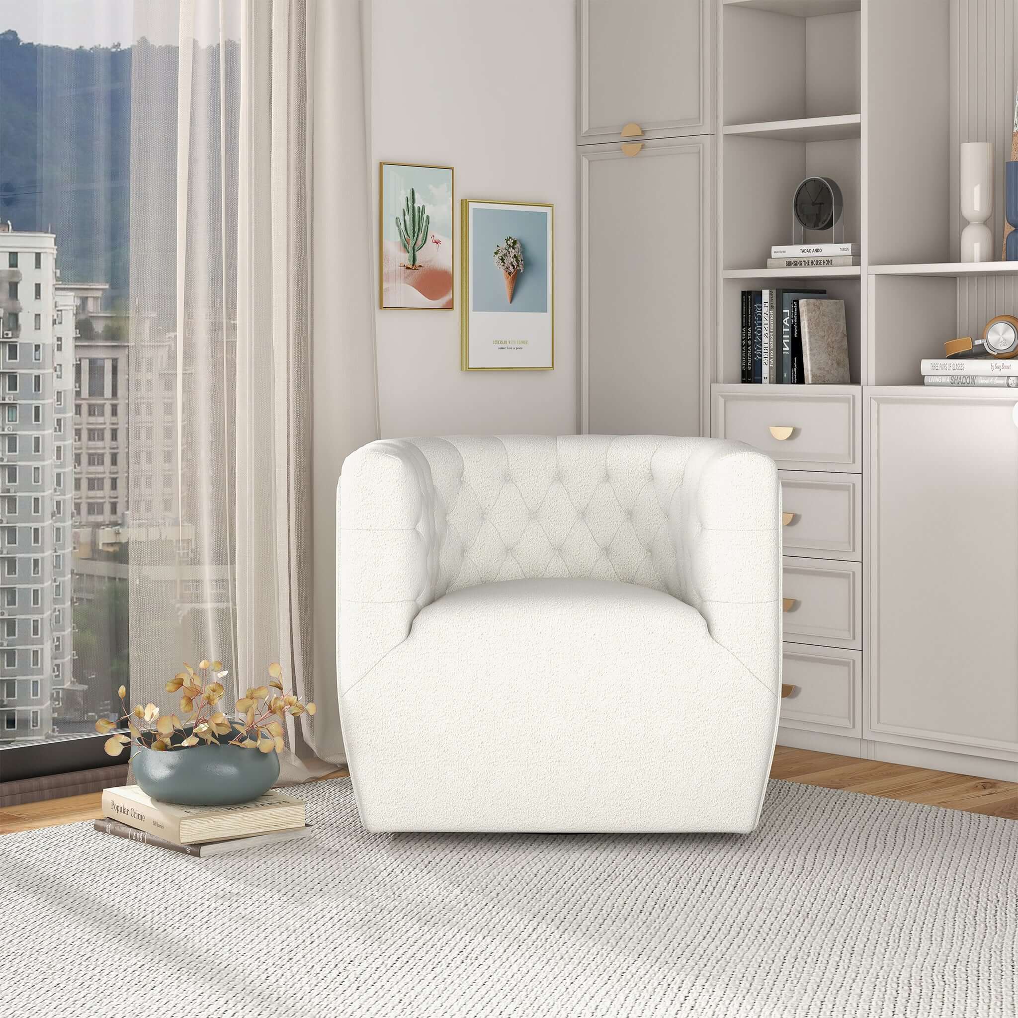 Empire Swivel Lounge Chair Boucle