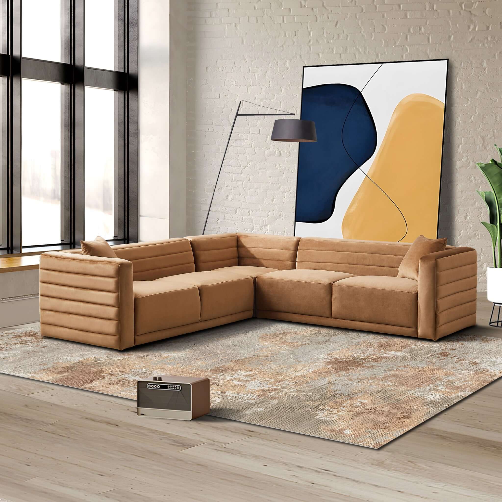 Salen Symmetrical Velvet Corner Sofa