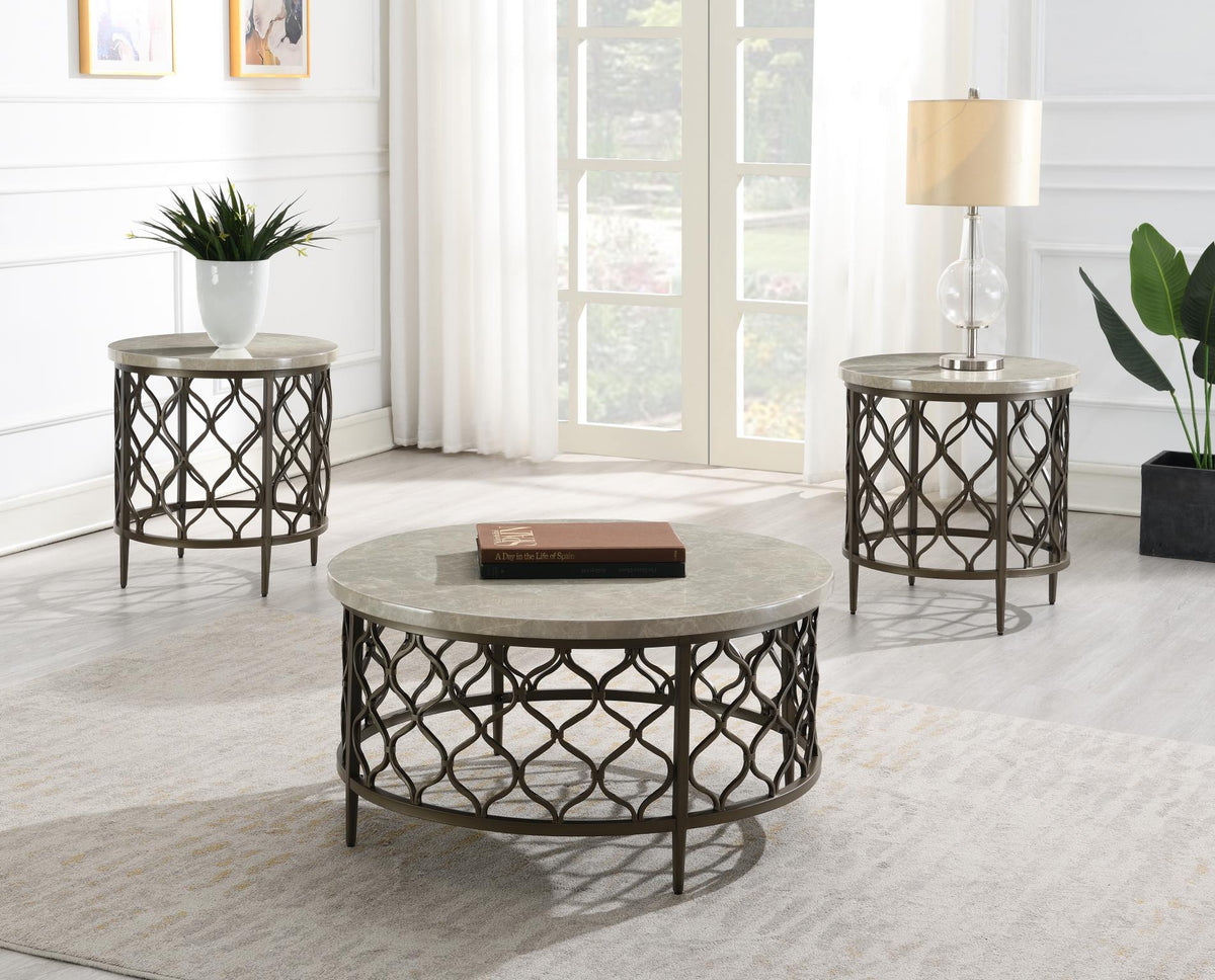 Brown Coffee Table & 2 End Tables
