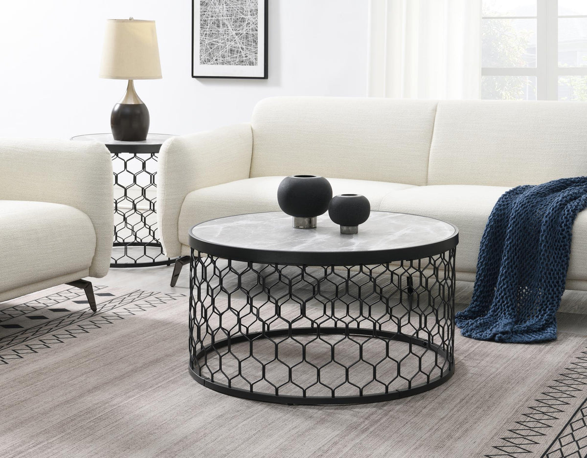 Black/Silver Sparkle Coffee Table & 2 End Tables
