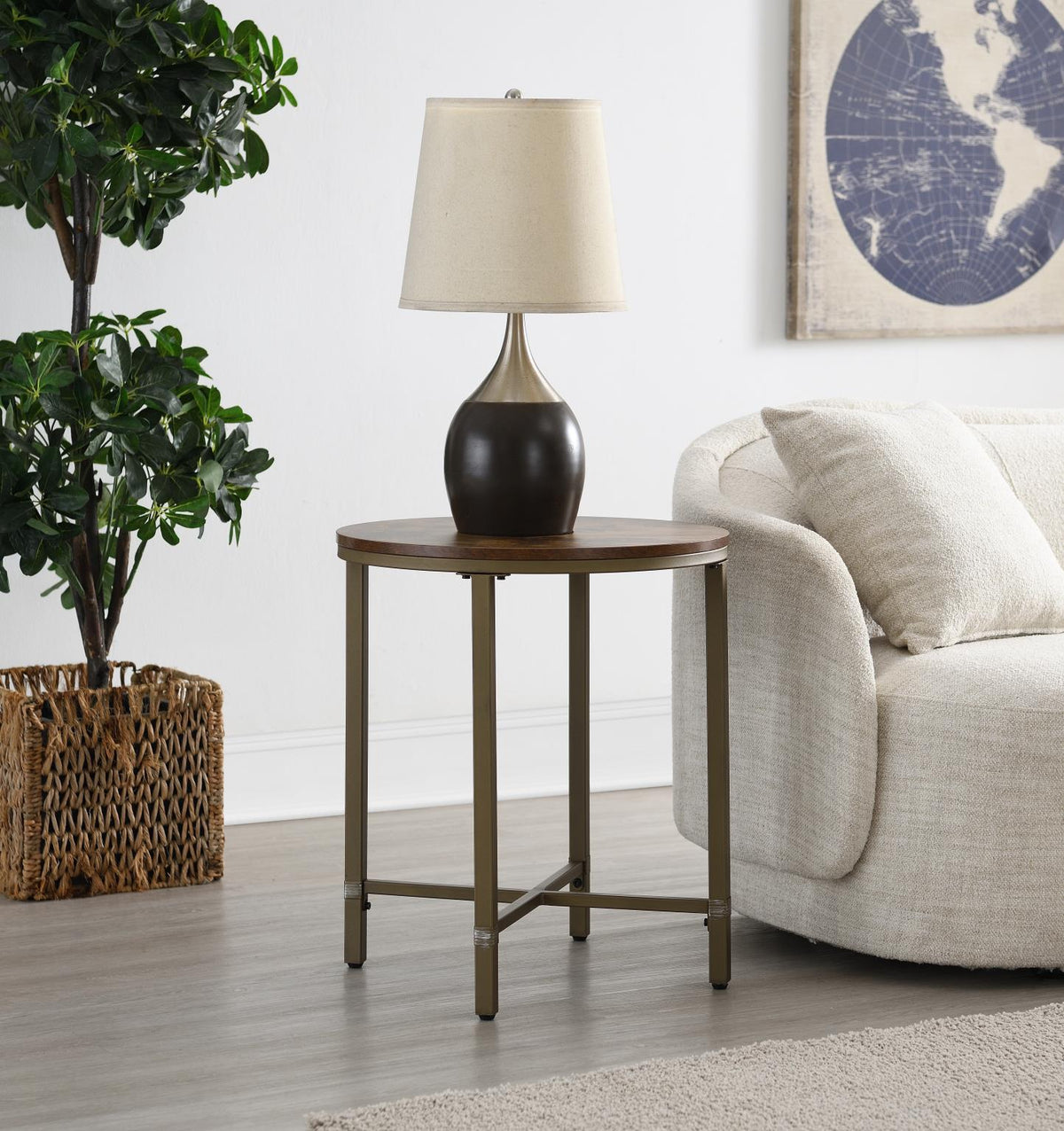 Round Coffee Table & 2 End Tables