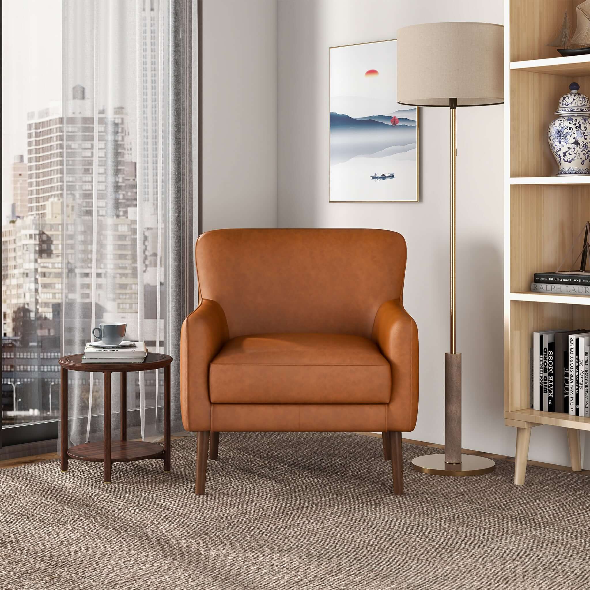 Otio Tan Leather Lounge Chair