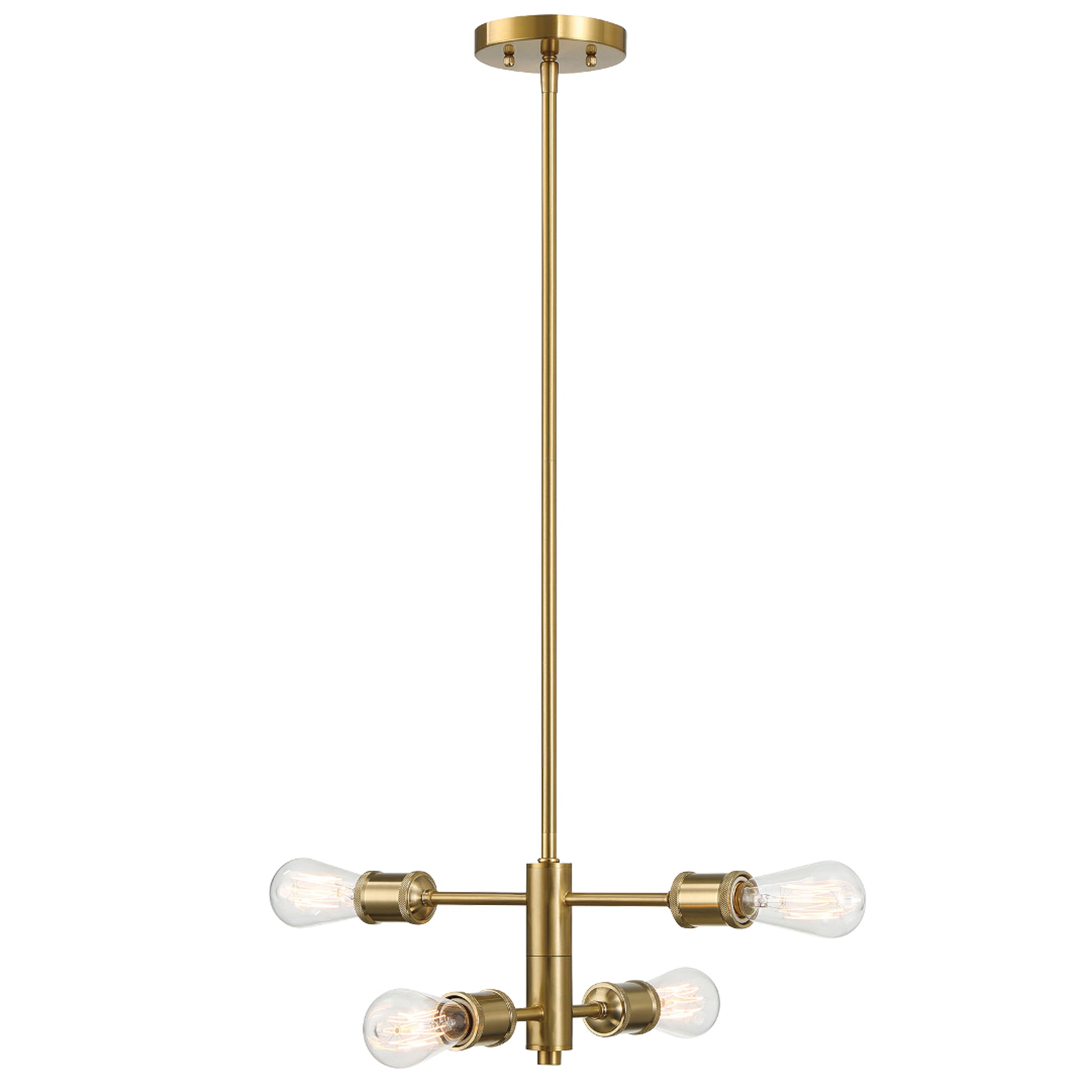 Riccio Four Lights Modern Gold Chandelier Vintage Pendant Fixture for Living Room Dining Kitchen 15"W × 6.75"H