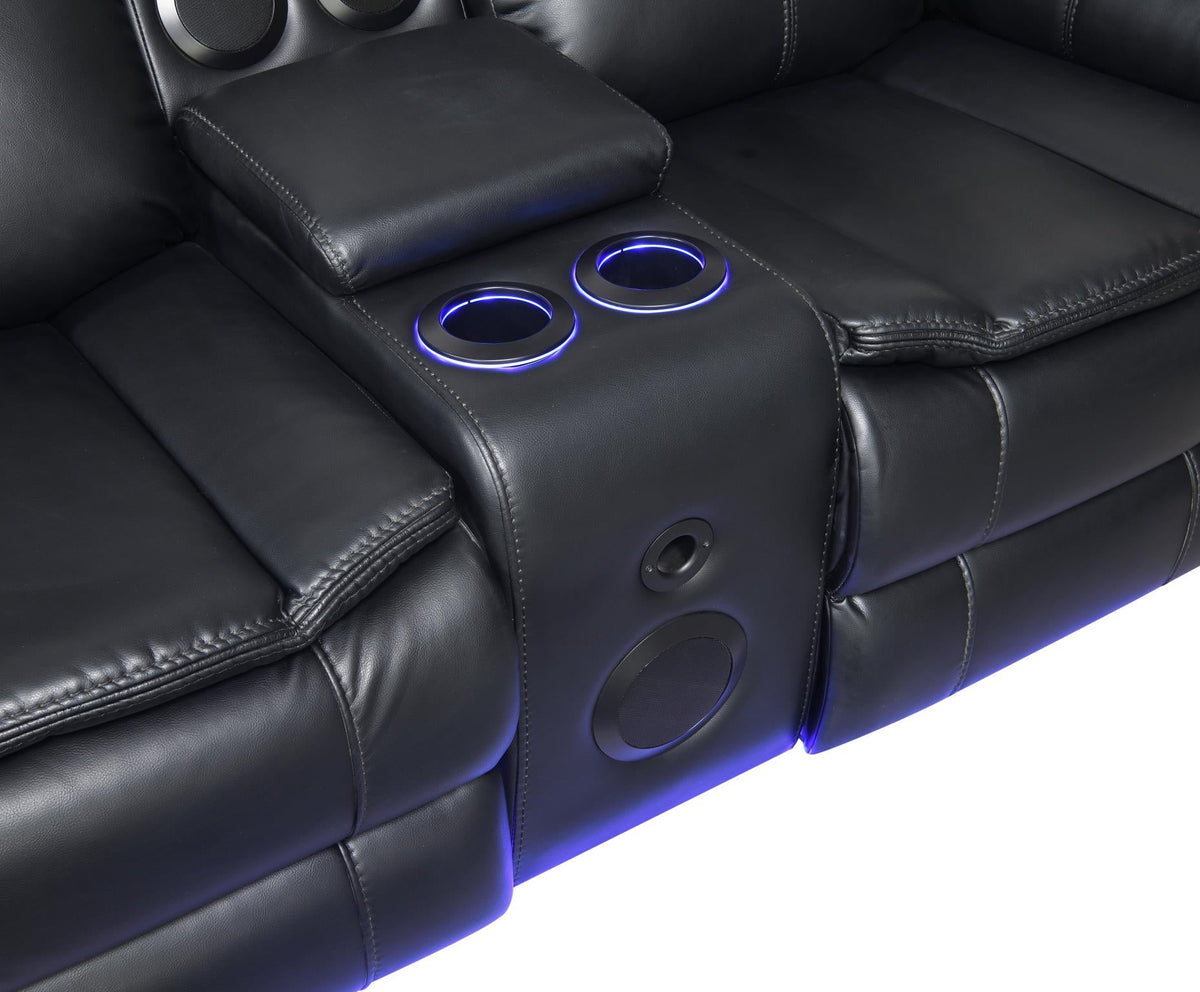 Black Power Reclining Group with LED Lighting