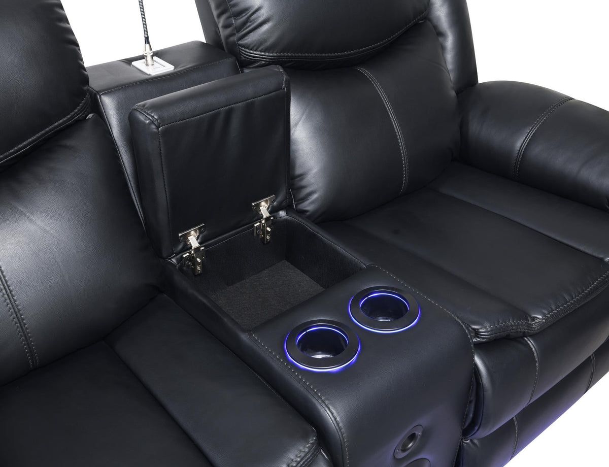 Black Power Reclining Group with LED Lighting