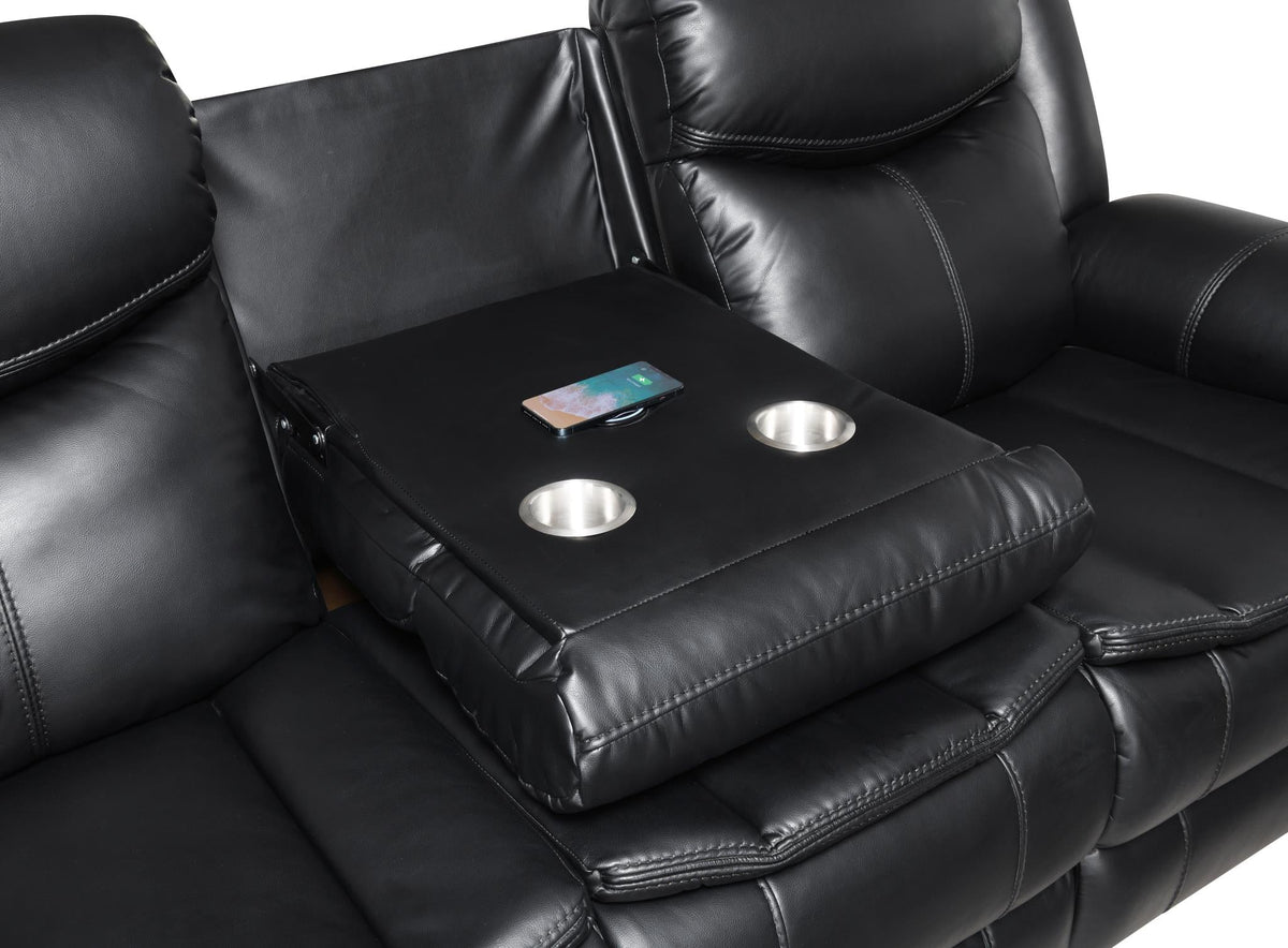 Black Power Reclining Group with LED Lighting