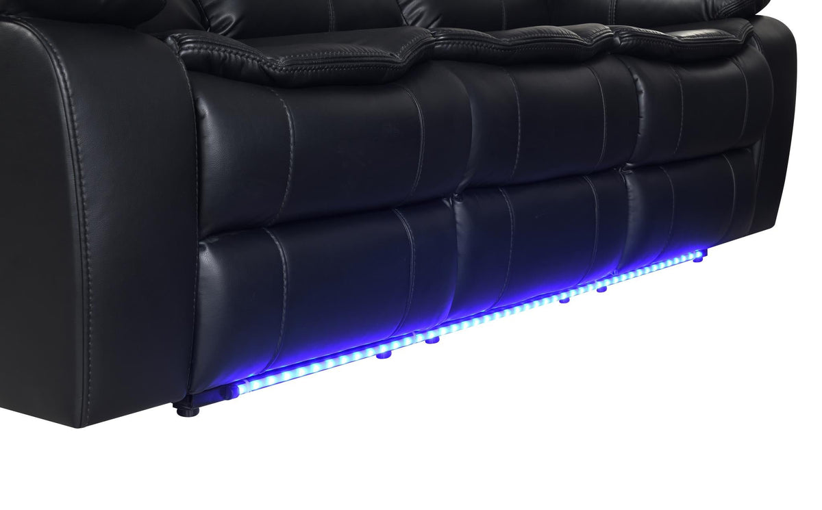 Black Power Reclining Group with LED Lighting