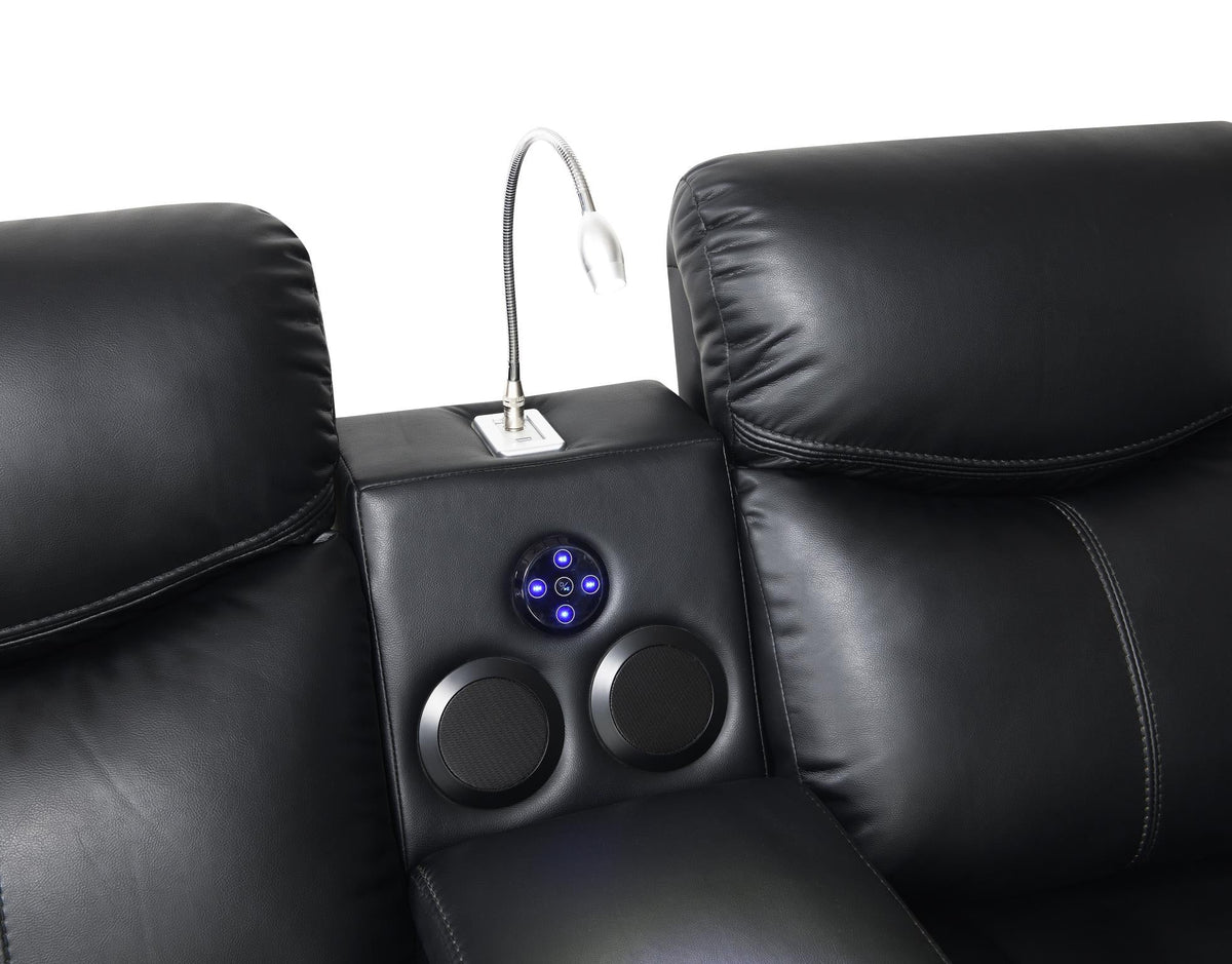Black Power Reclining Group with LED Lighting