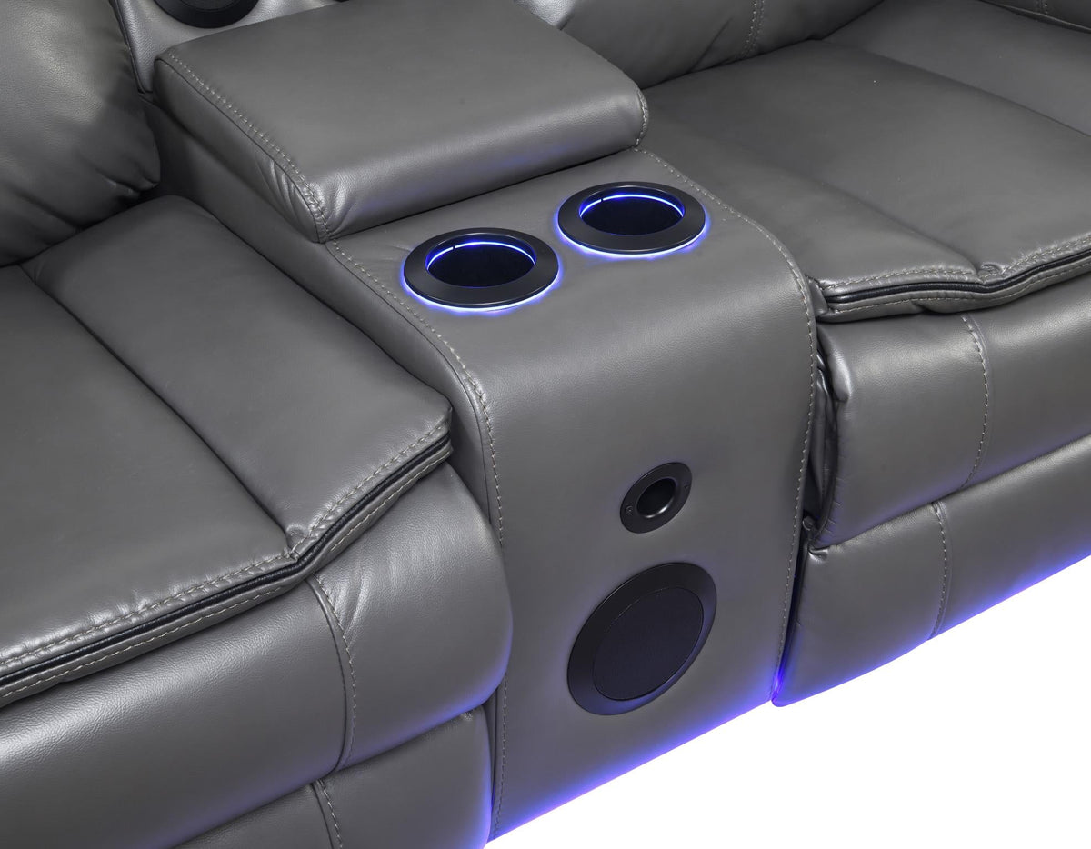 Gray Power Reclining Group with LED Lighting