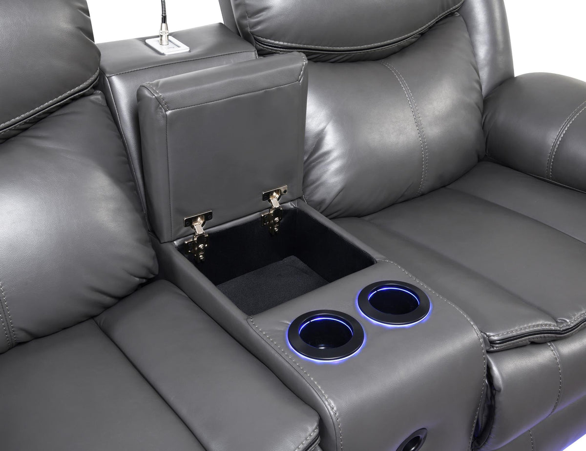 Gray Power Reclining Group with LED Lighting