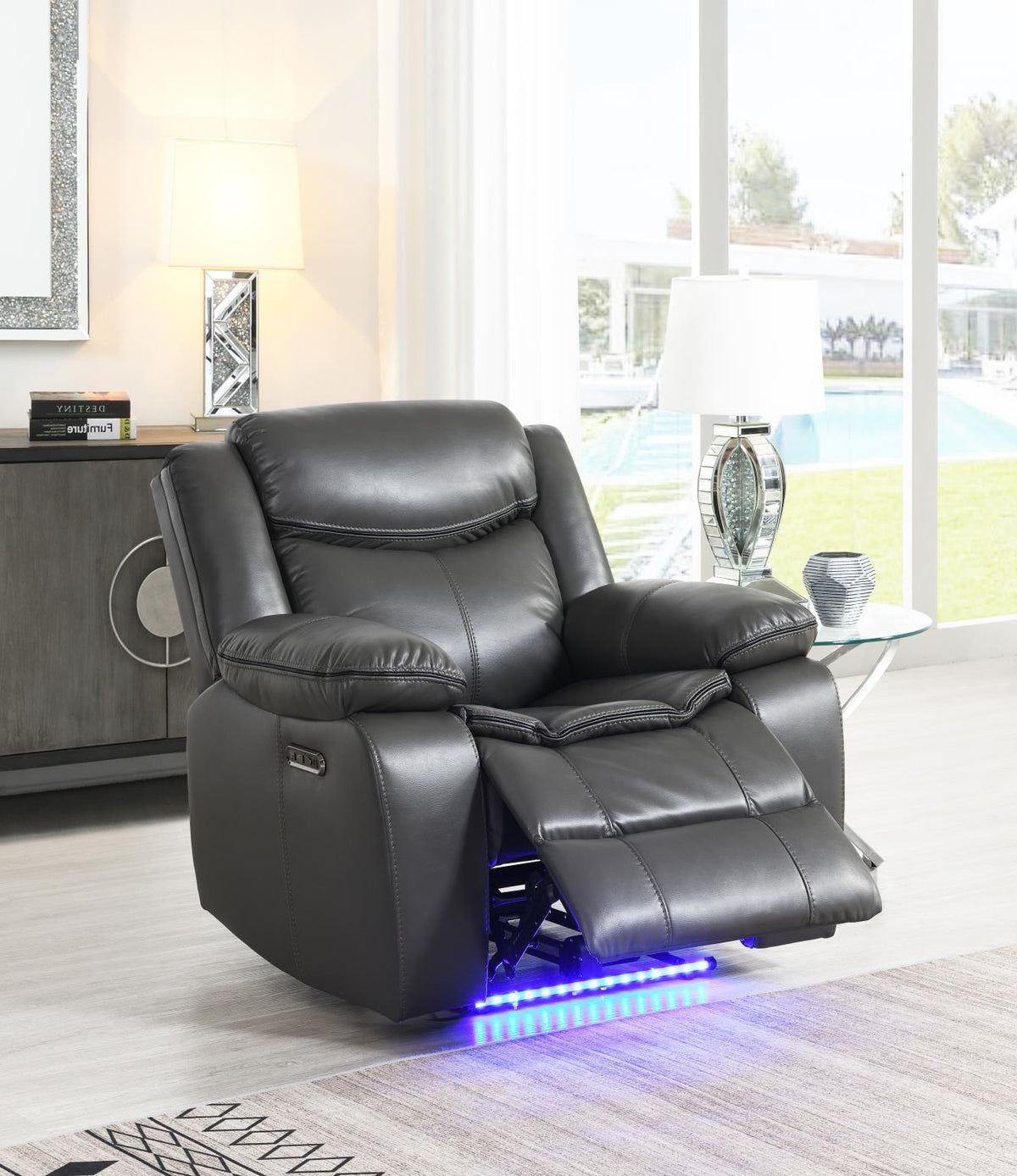 Gray Power Reclining Group with LED Lighting