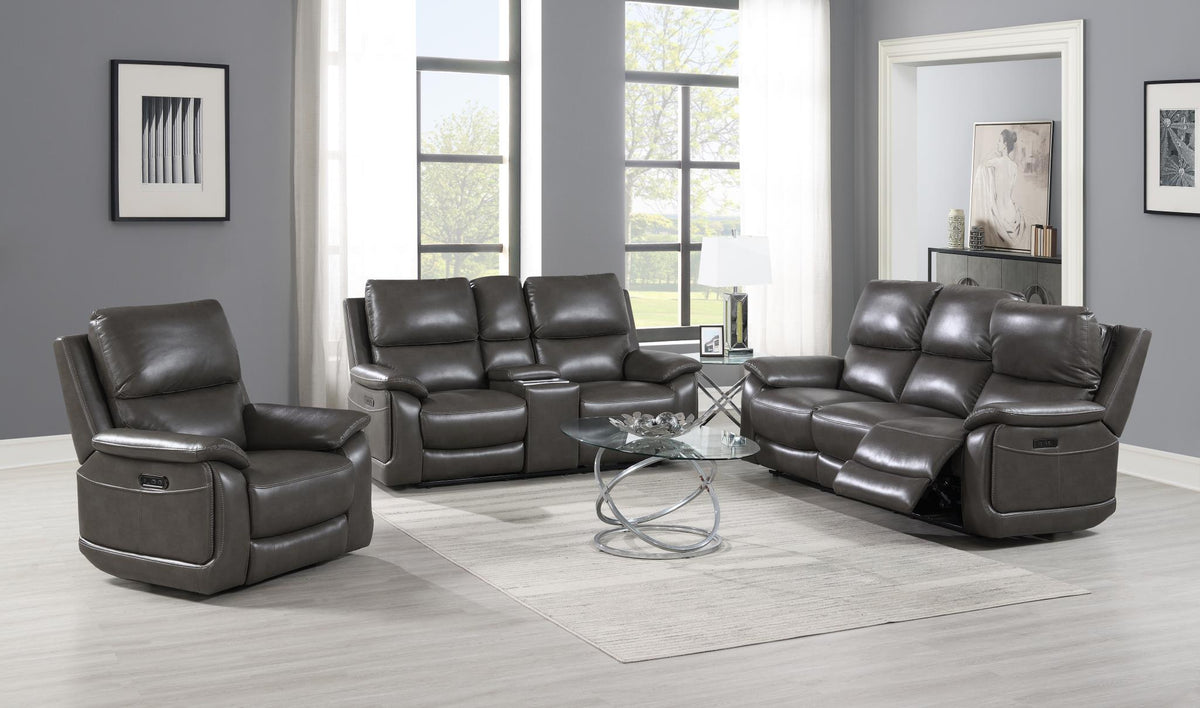 Gray Gel Leather Power Reclining Collection