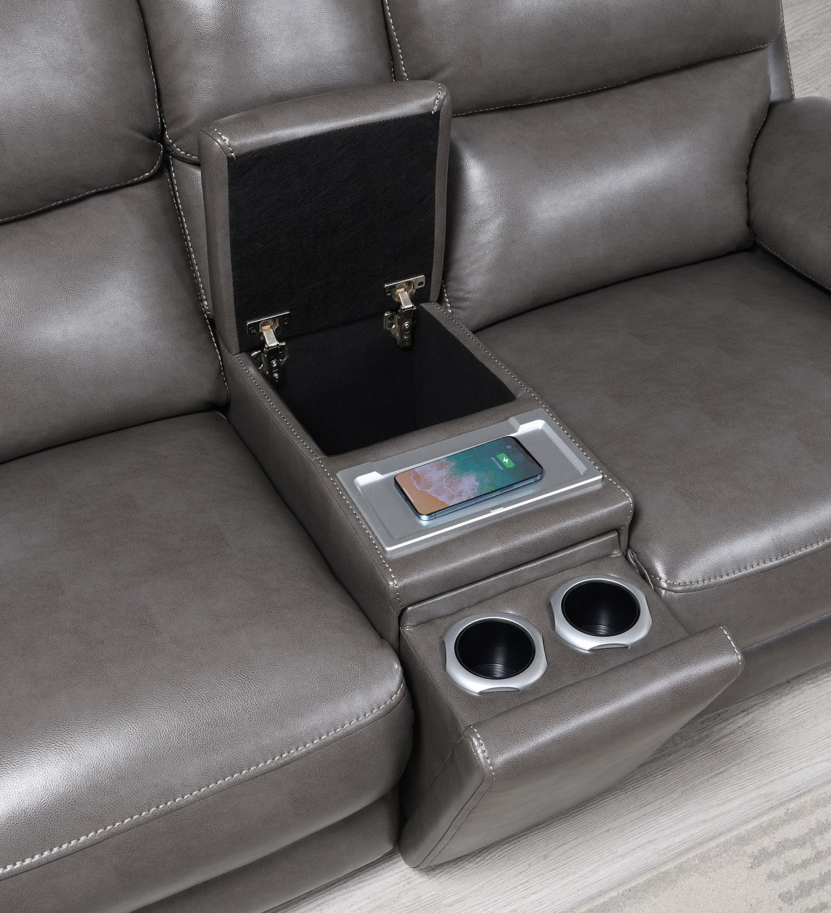Gray Gel Leather Power Reclining Collection