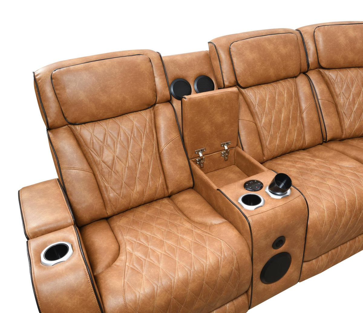 Brown 3-Piece Power LED Sectional