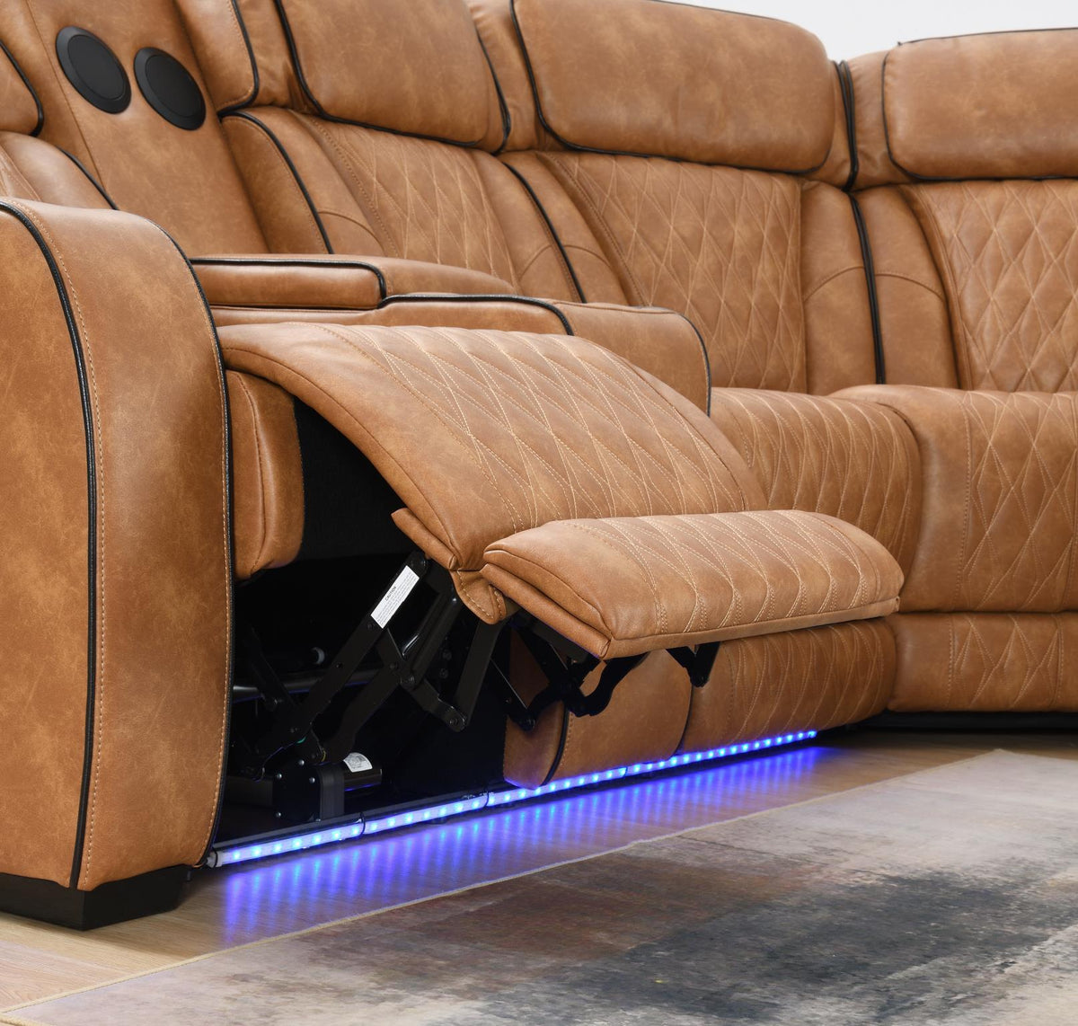 Brown 3-Piece Power LED Sectional