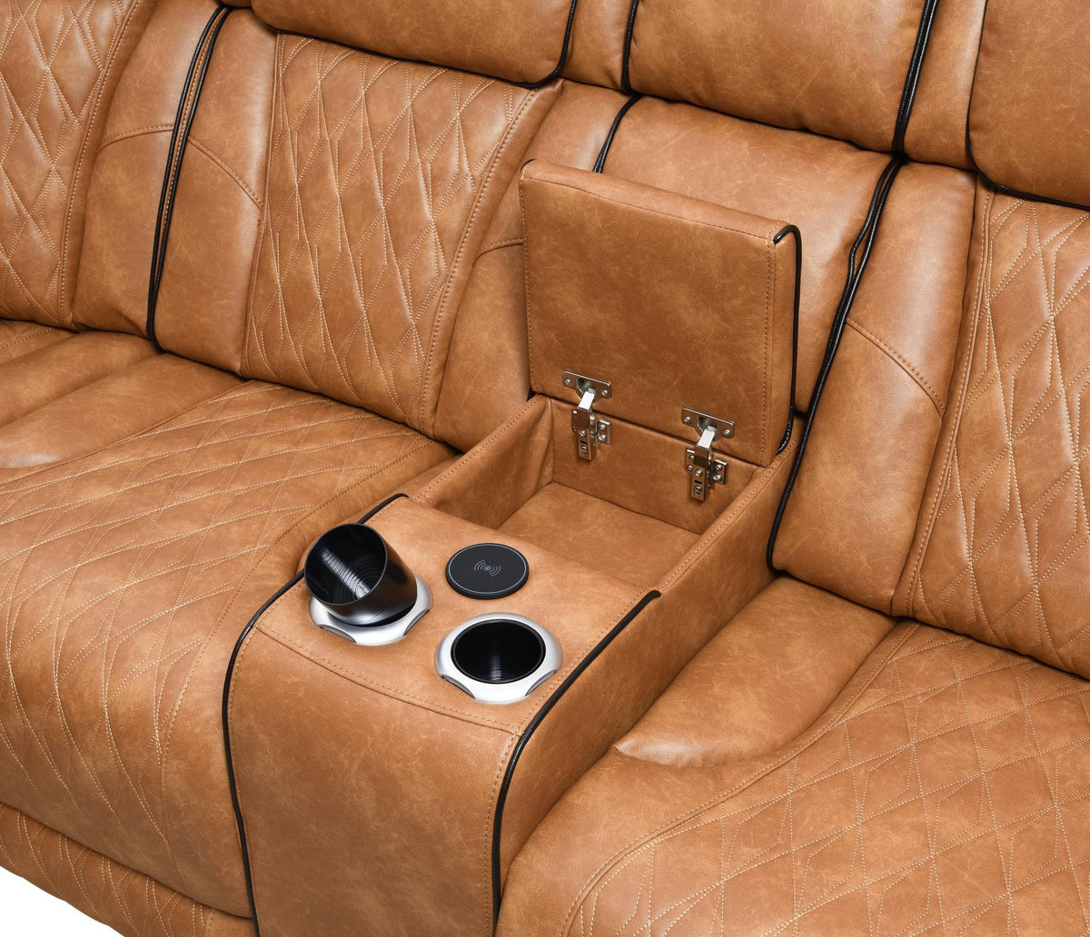 Brown 3-Piece Power LED Sectional