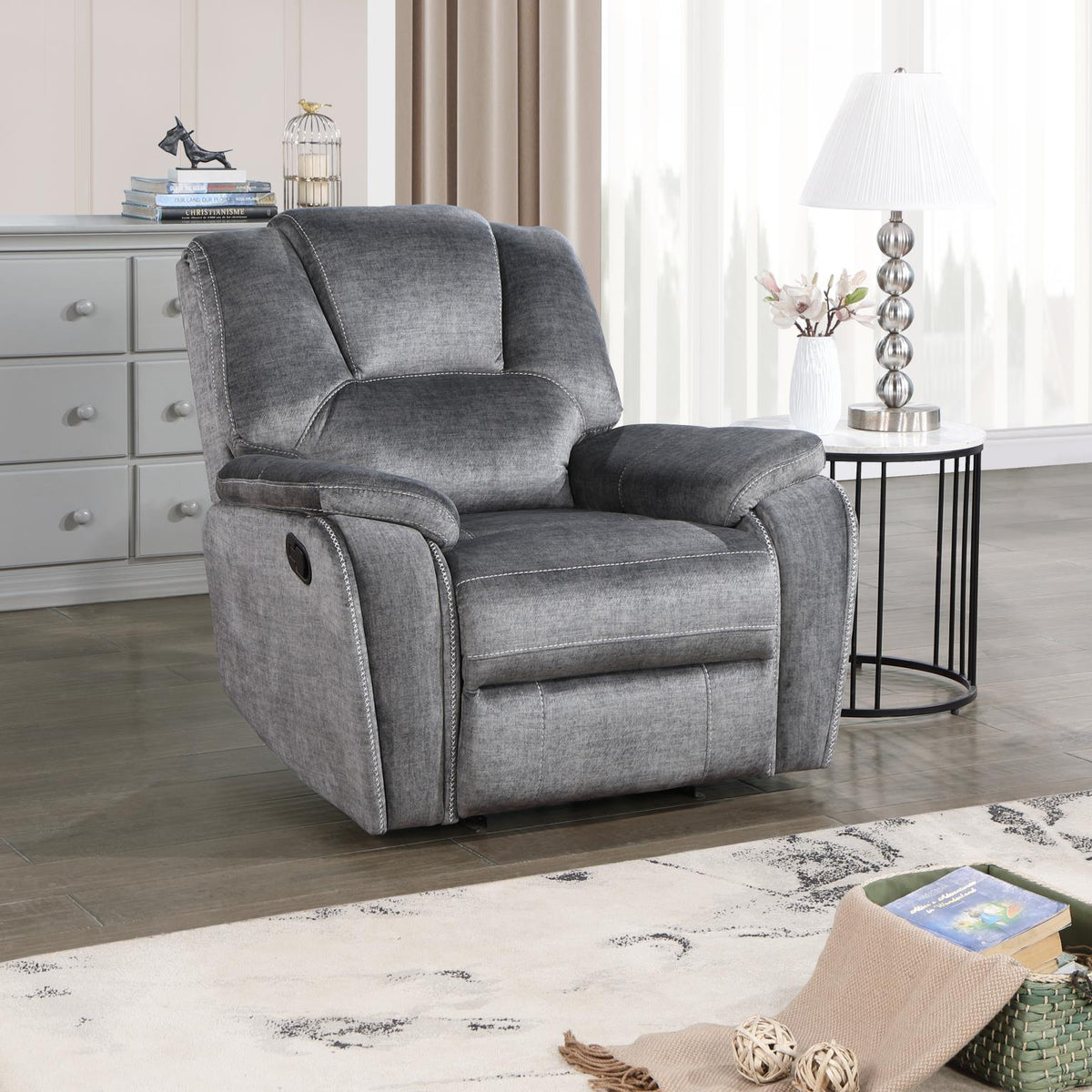 Gray Motion Sofa & Loveseat with Bluetooth Console