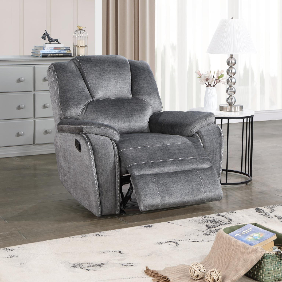 Gray Motion Sofa & Loveseat with Bluetooth Console