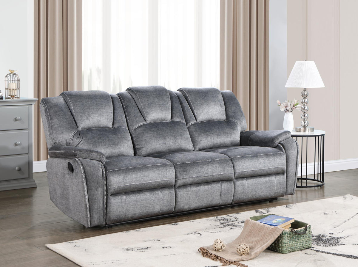Gray Motion Sofa & Loveseat with Bluetooth Console