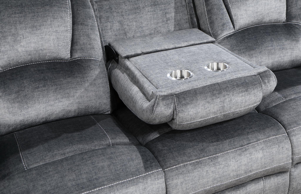 Gray Motion Sofa & Loveseat with Bluetooth Console