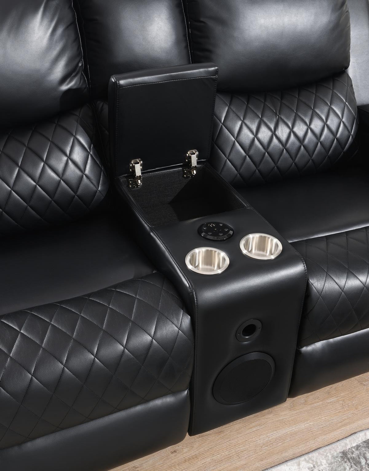 Black LED Motion Sofa Collection with Bluetooth