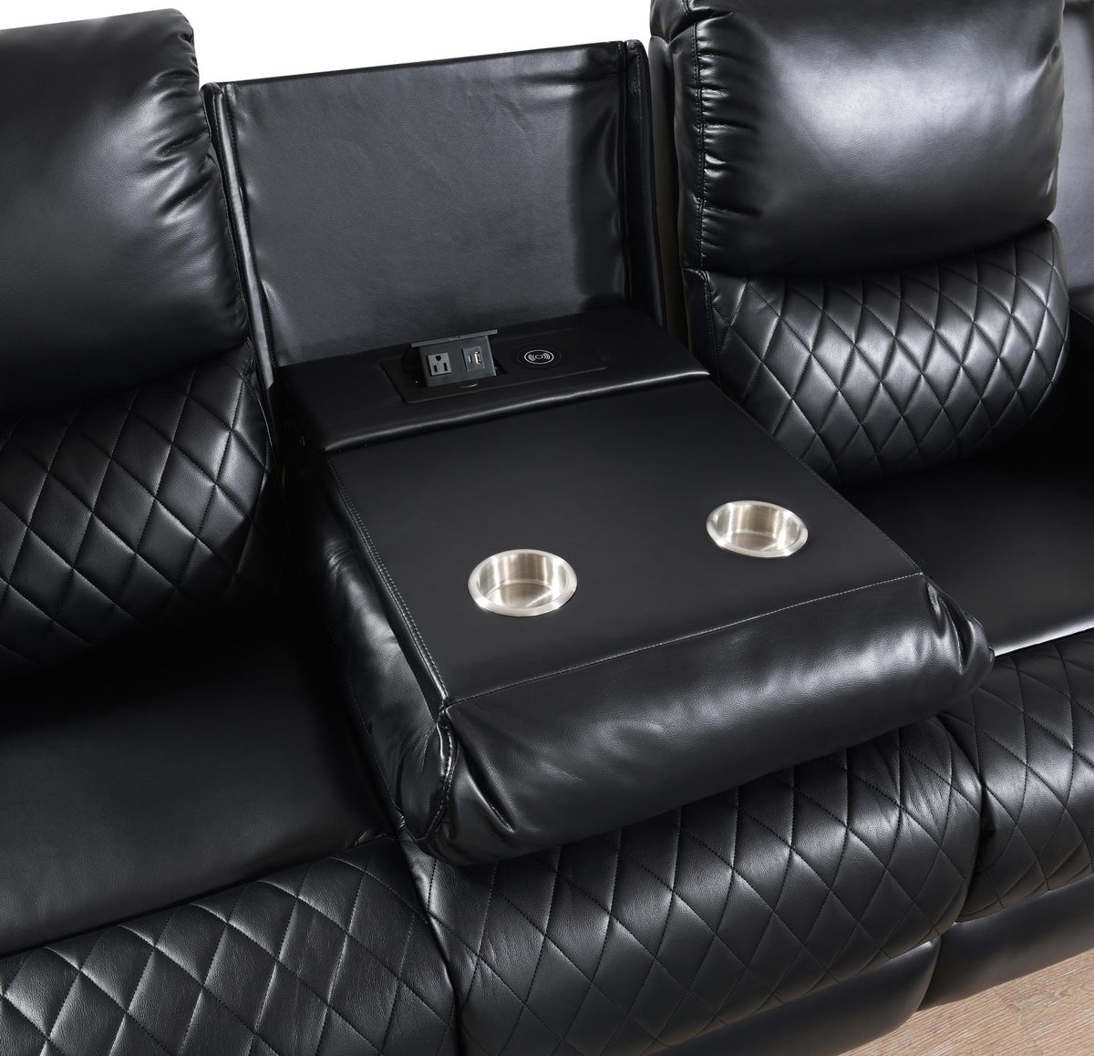 Black LED Motion Sofa Collection with Bluetooth