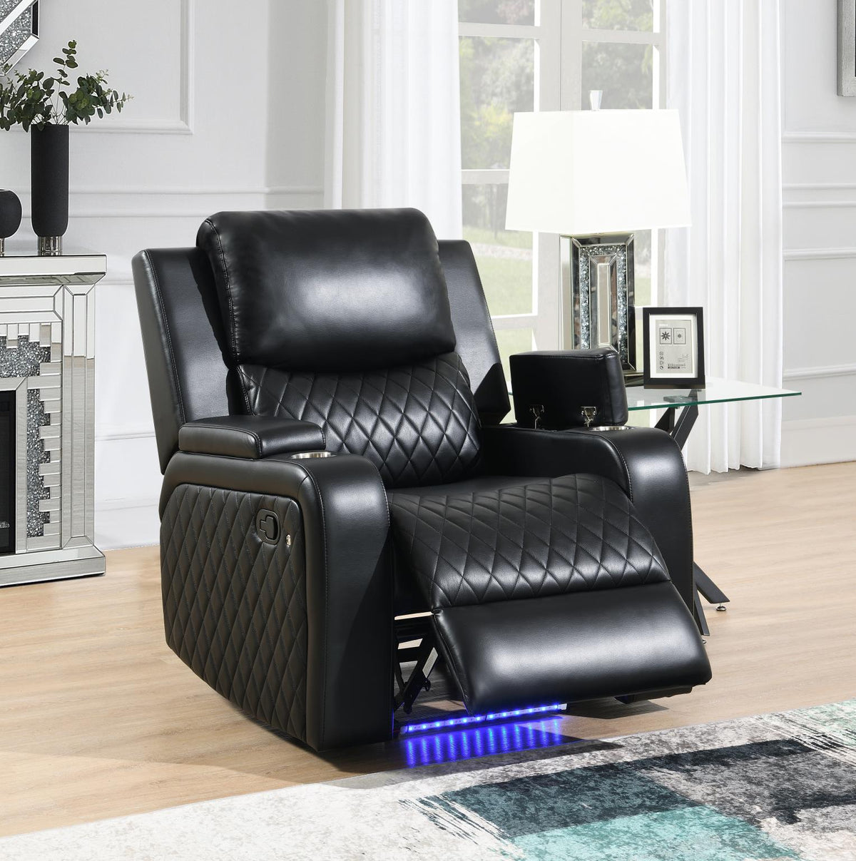 Black LED Motion Sofa Collection with Bluetooth