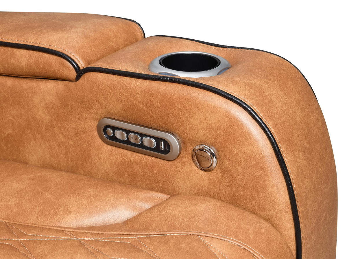 Brown 3-Piece Power LED Sectional