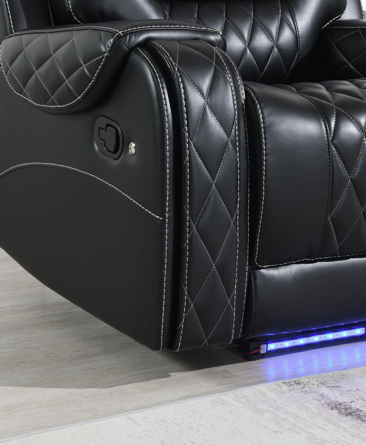 Black Motion Sofa Collection with Drop-Down Table