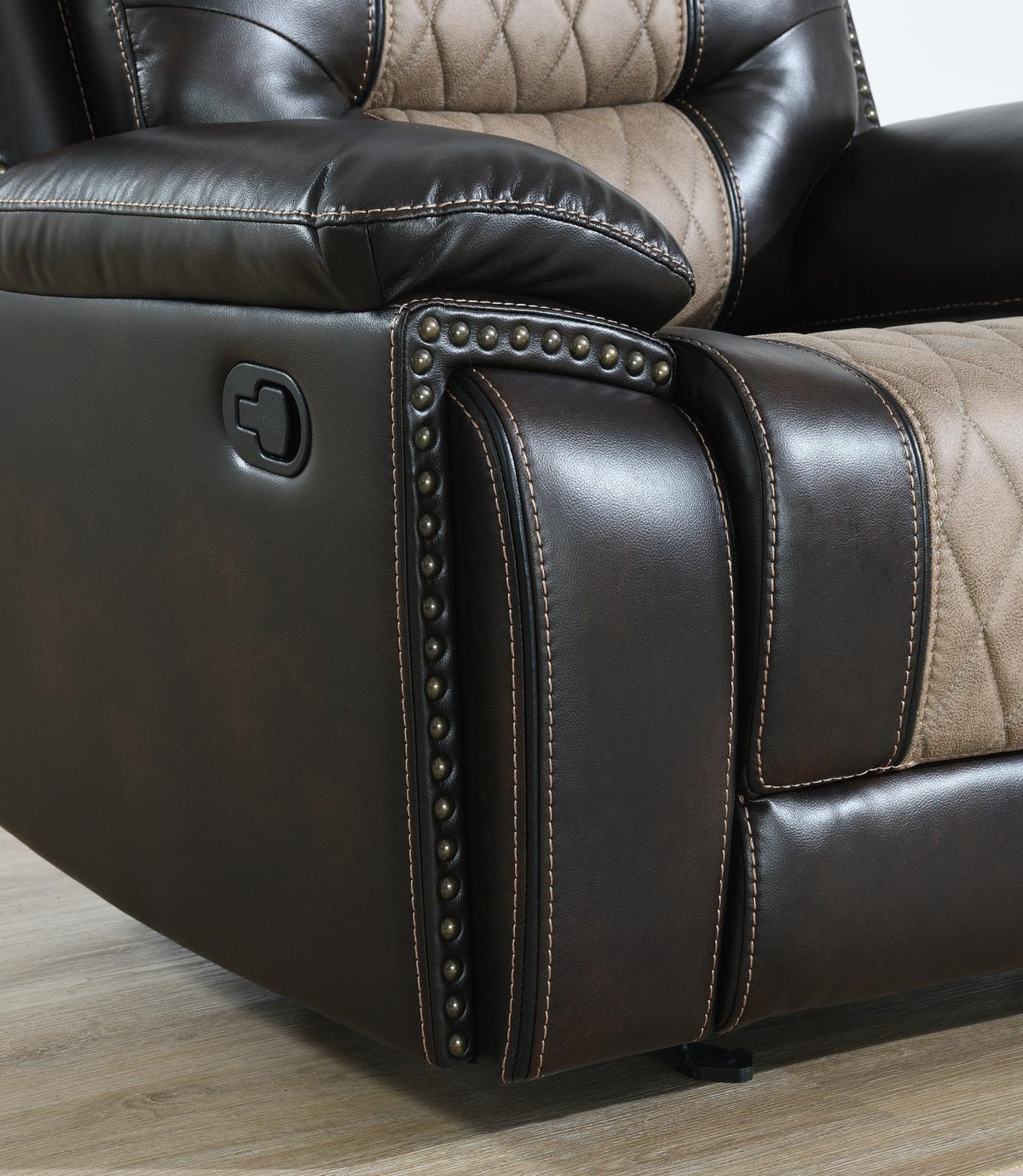 Brown Motion Sofa with Wireless Charging
