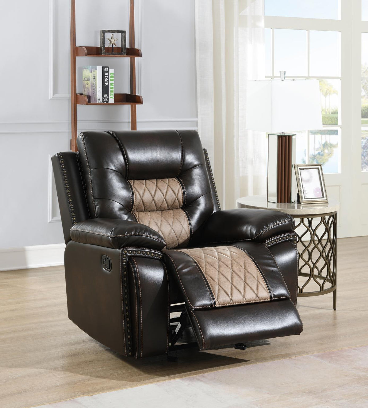 Brown Motion Sofa with Wireless Charging