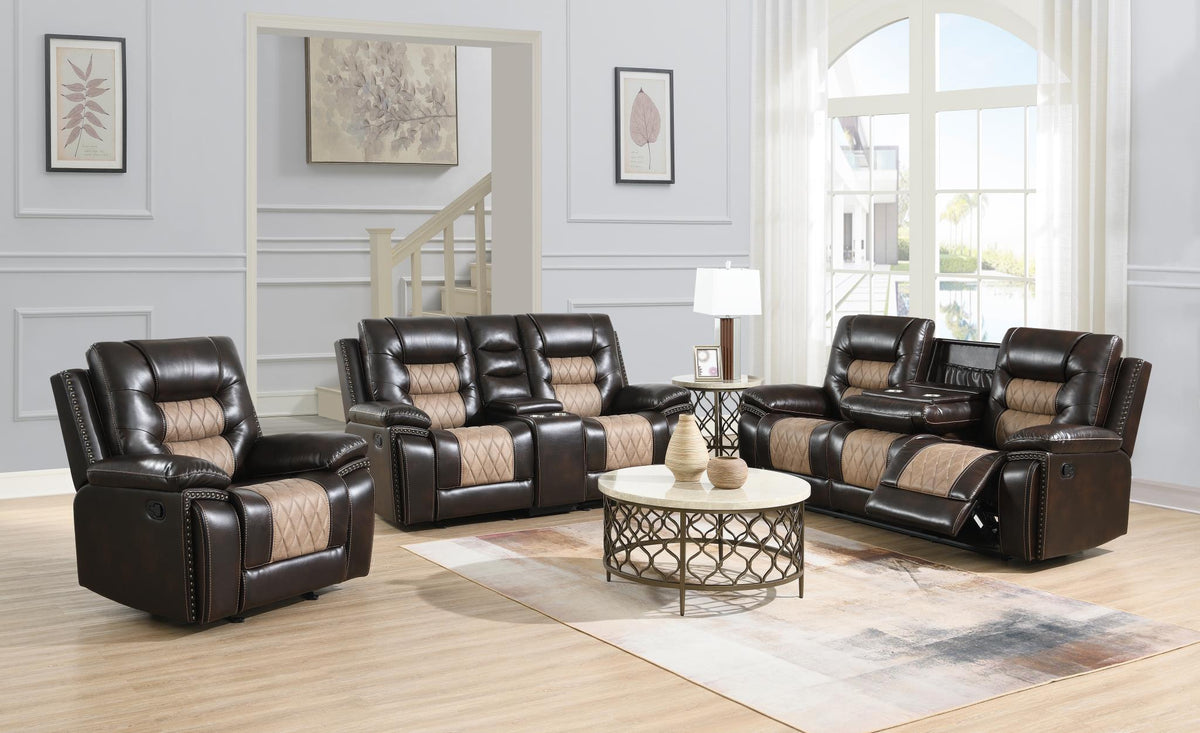 Brown Motion Sofa with Wireless Charging