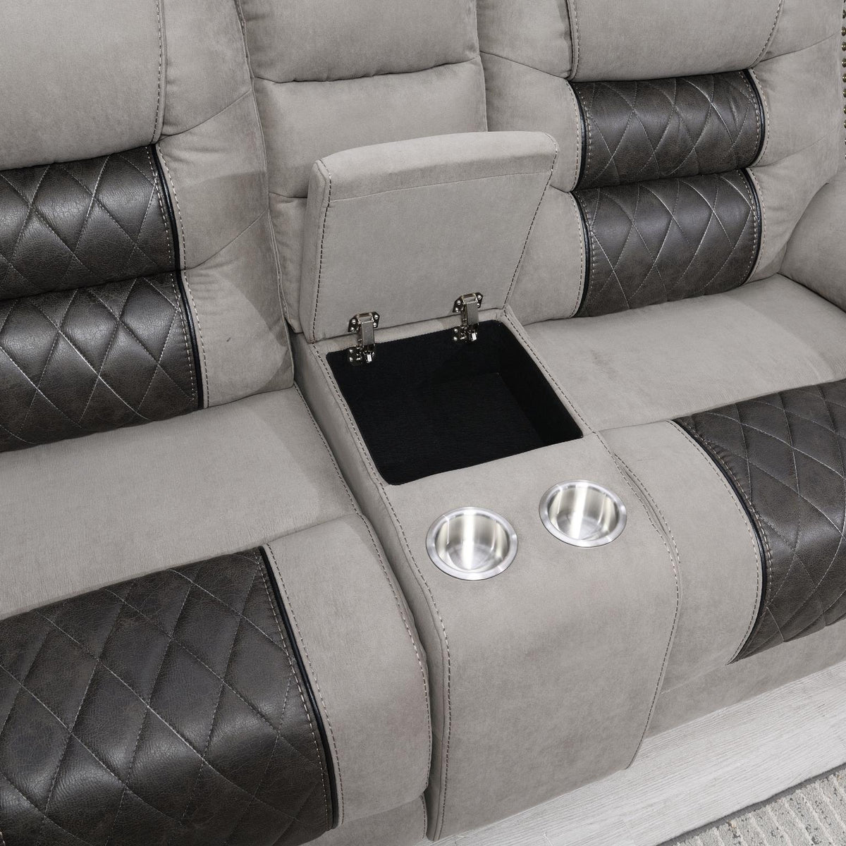 Gray & Charcoal Motion Sofa with Wireless Charging