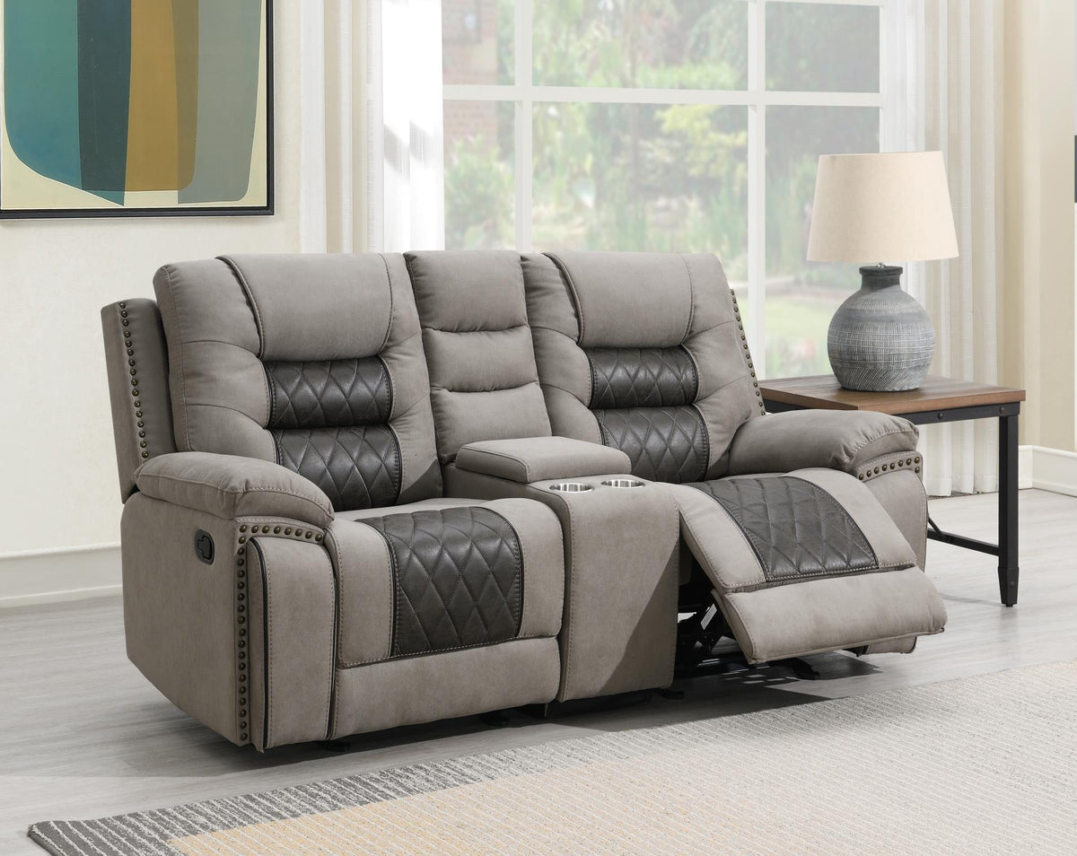 Gray & Charcoal Motion Sofa with Wireless Charging