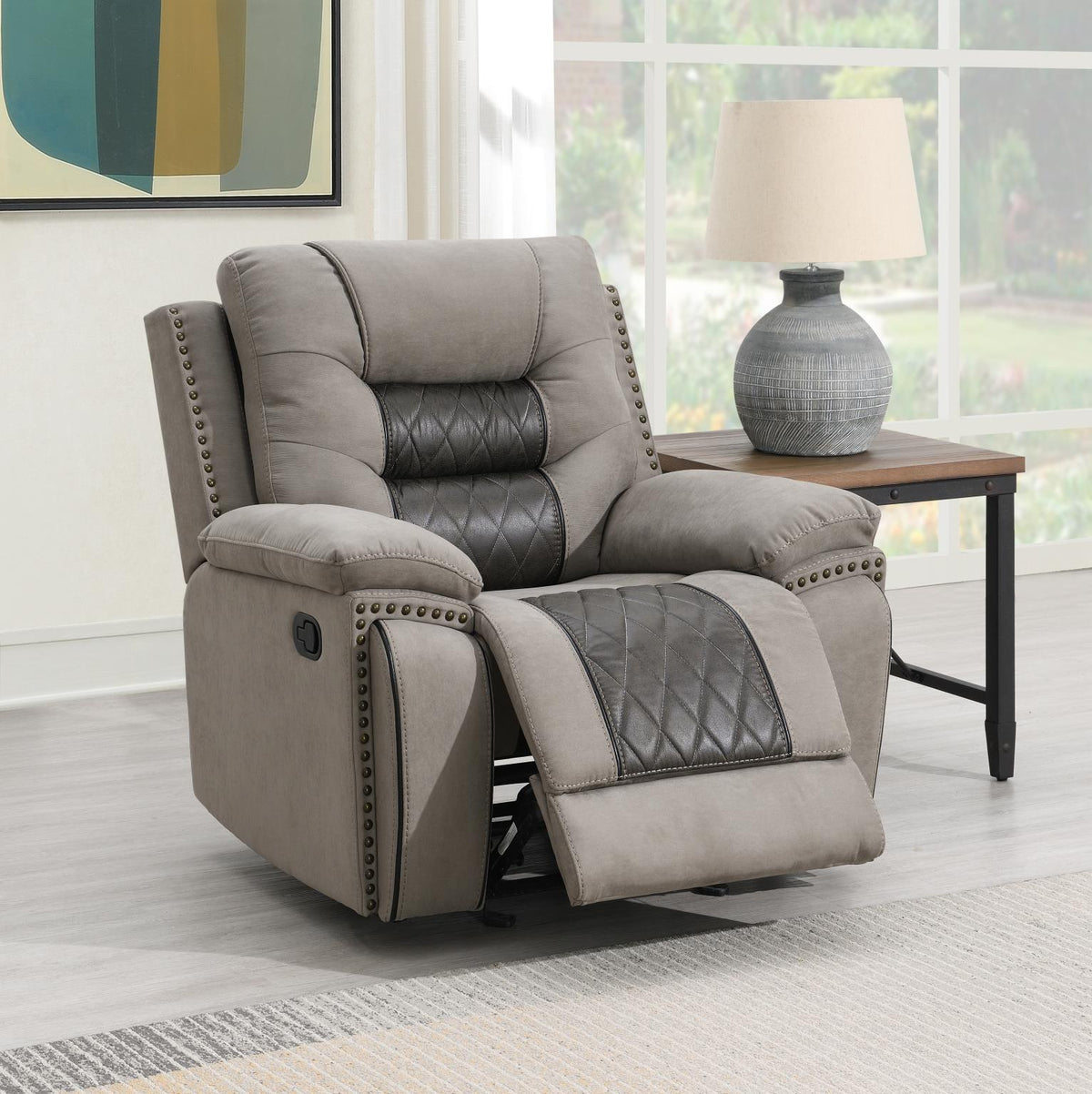 Gray & Charcoal Motion Sofa with Wireless Charging