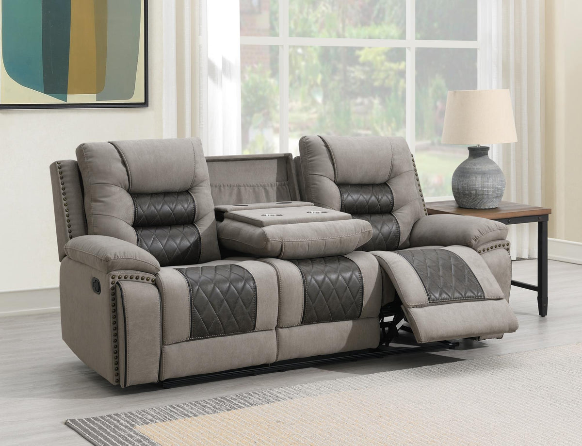 Gray & Charcoal Motion Sofa with Wireless Charging