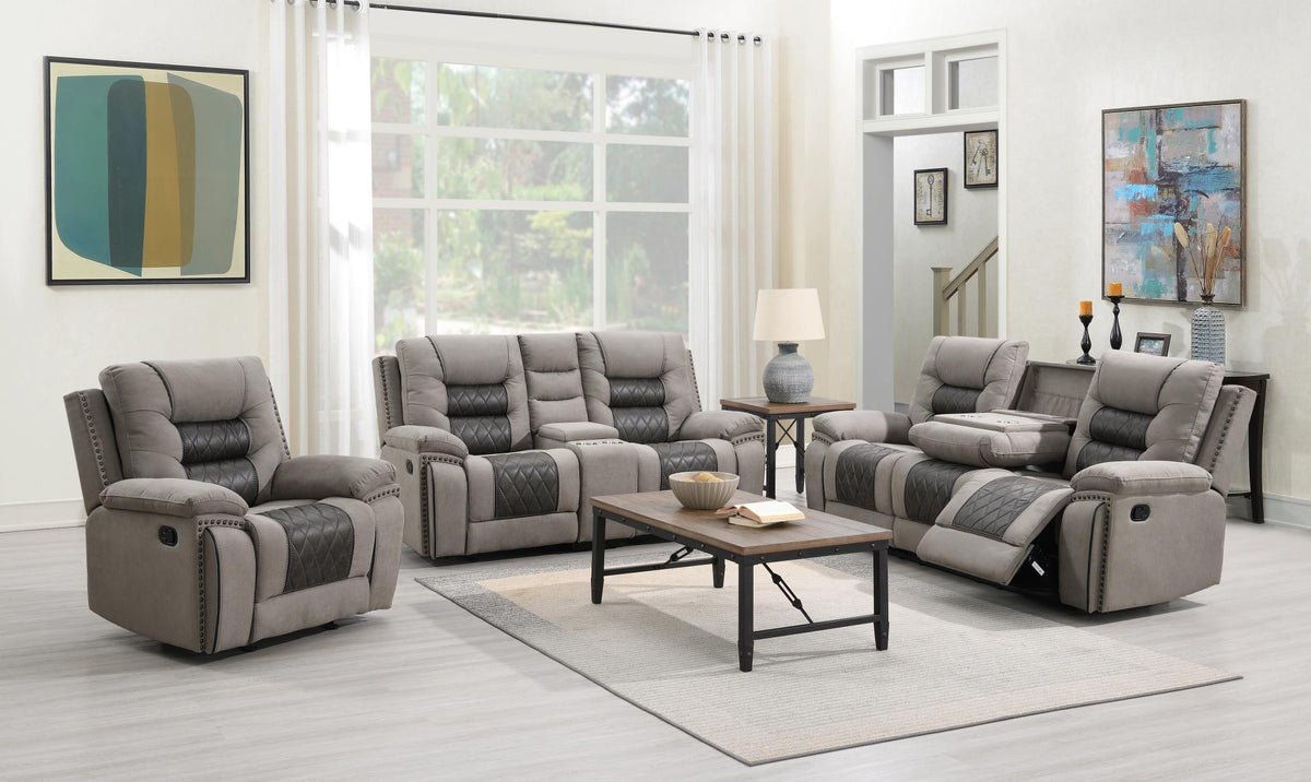 Gray & Charcoal Motion Sofa with Wireless Charging