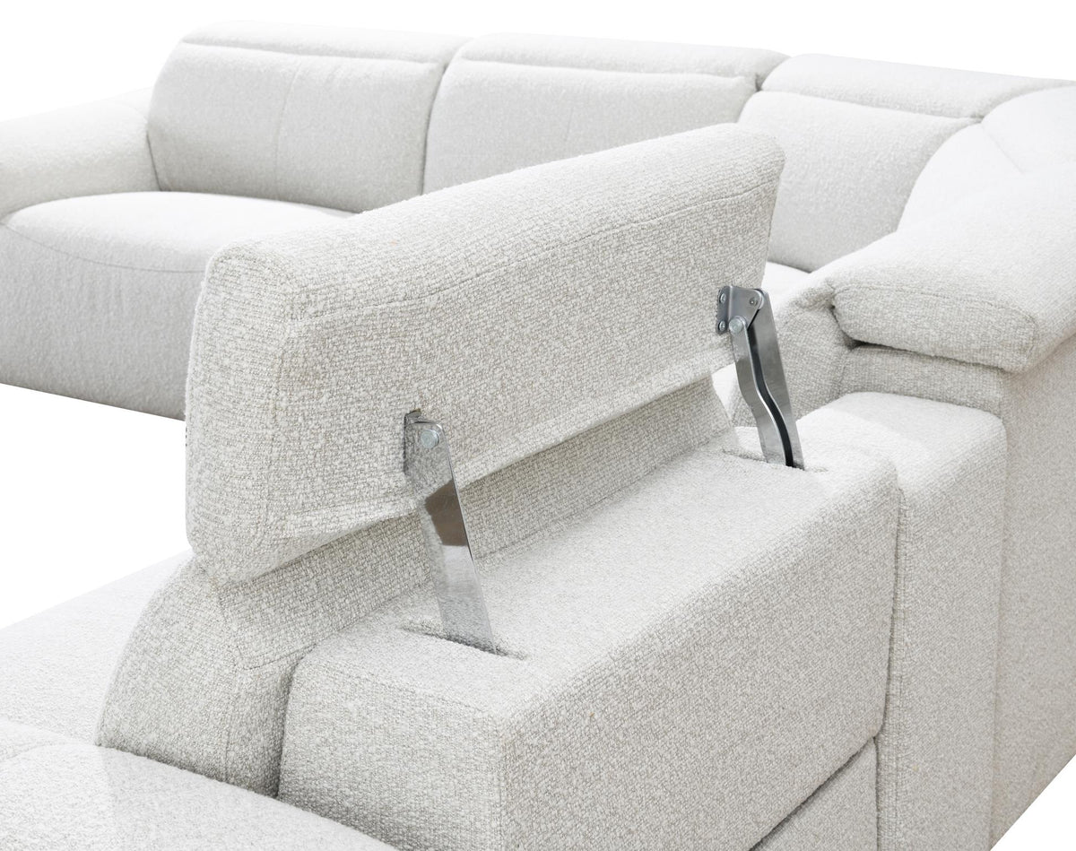 6-Piece Beige Power Reclining Sectional with Power Headrest