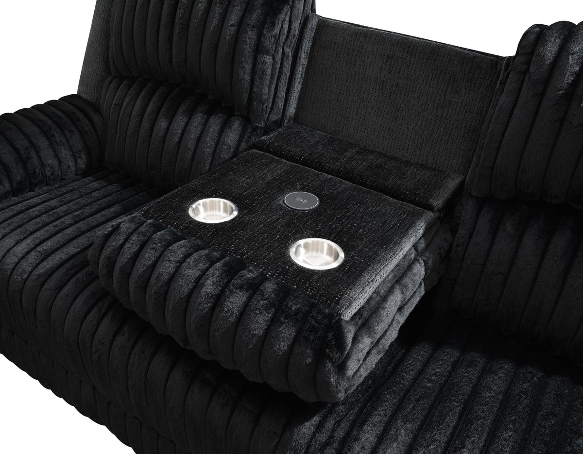 Black Corduroy Power LED Reclining Collection