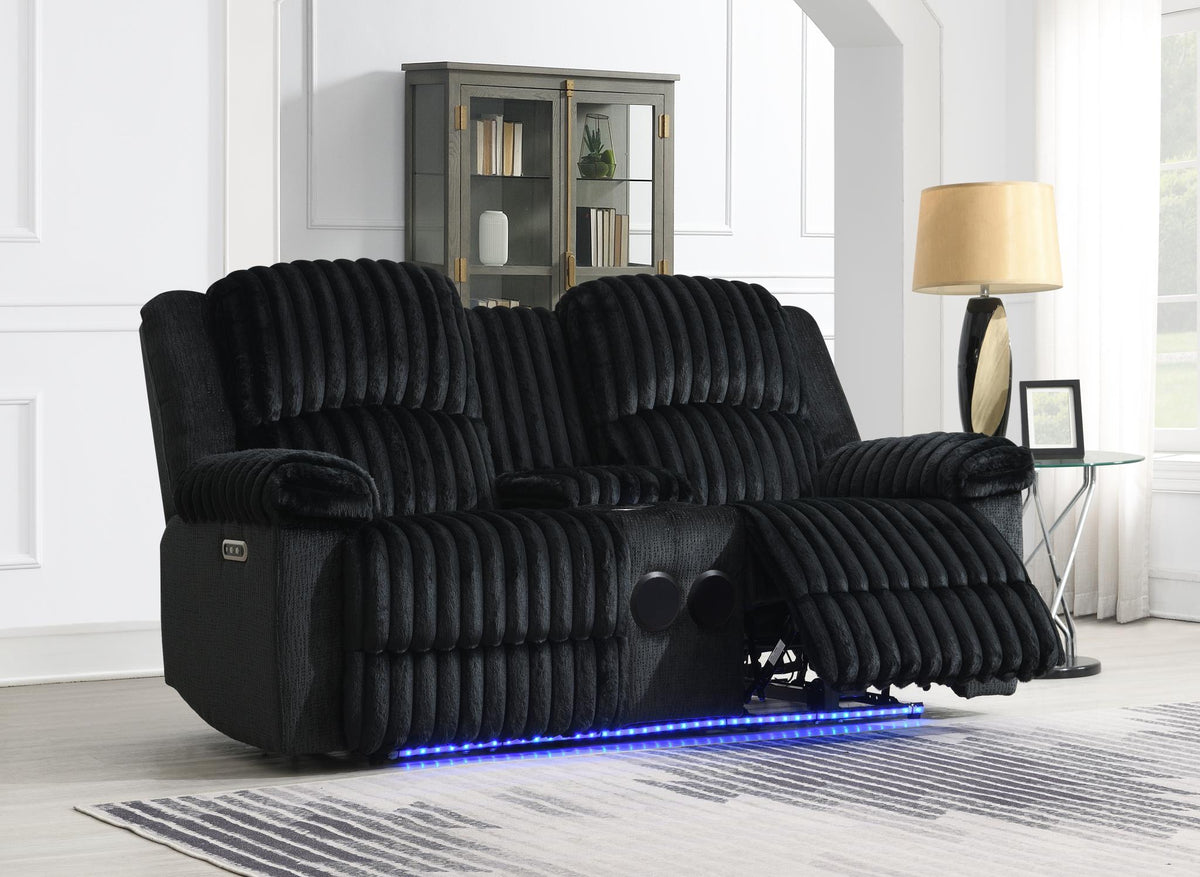 Black Corduroy Power LED Reclining Collection