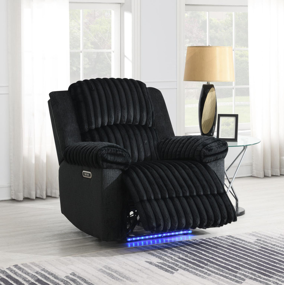 Black Corduroy Power LED Reclining Collection