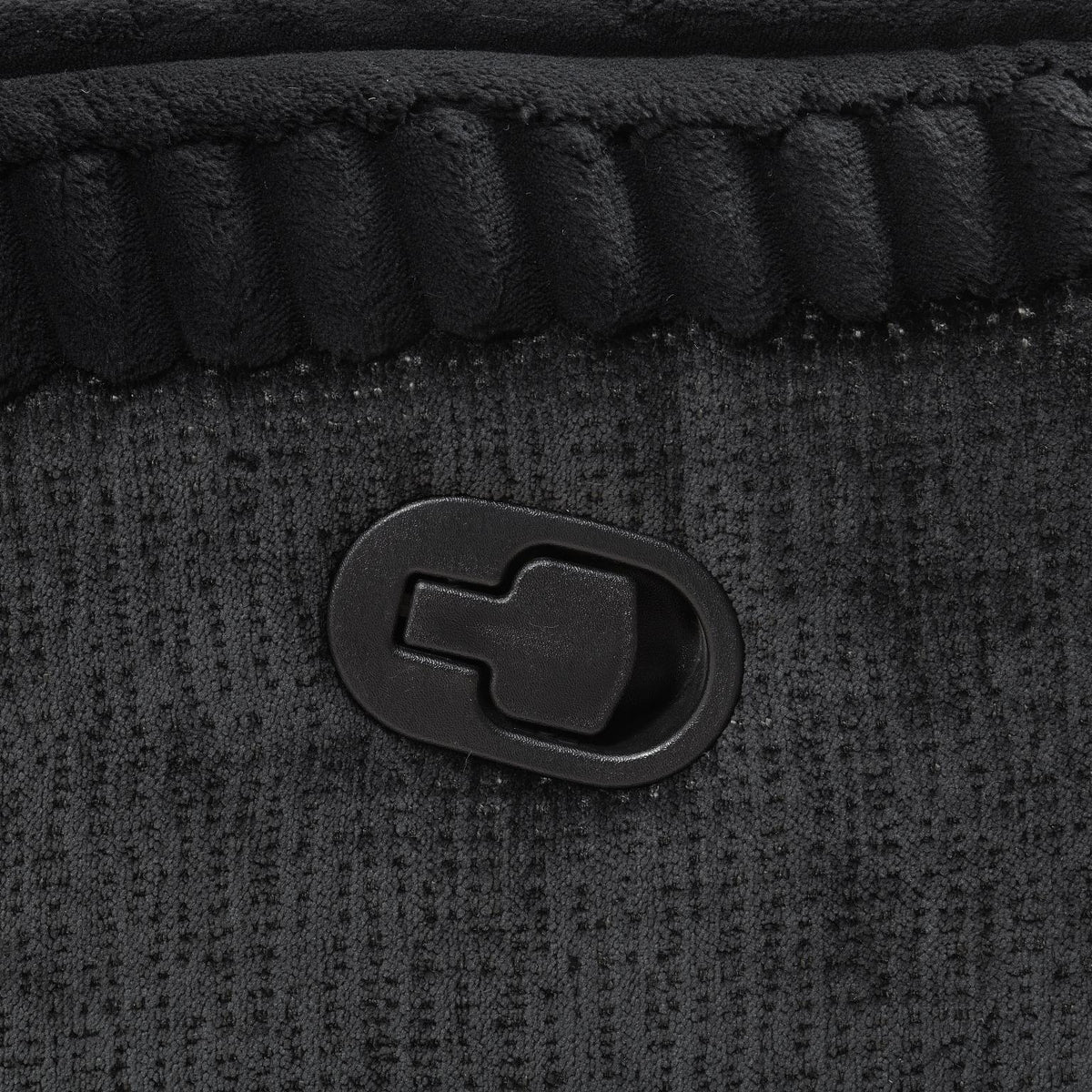 Black Corduroy Motion Sofa with Drop-Down Table