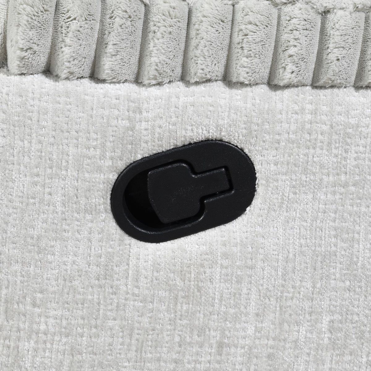 Gray Corduroy Motion Sofa with Drop-Down Table