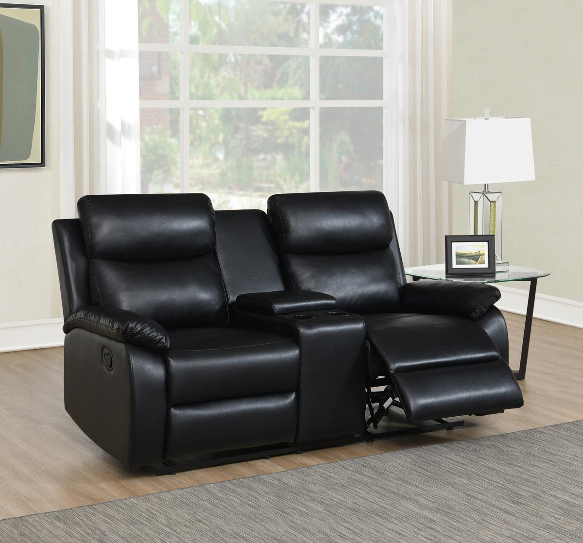 Black Motion Sofa Set with Center Table