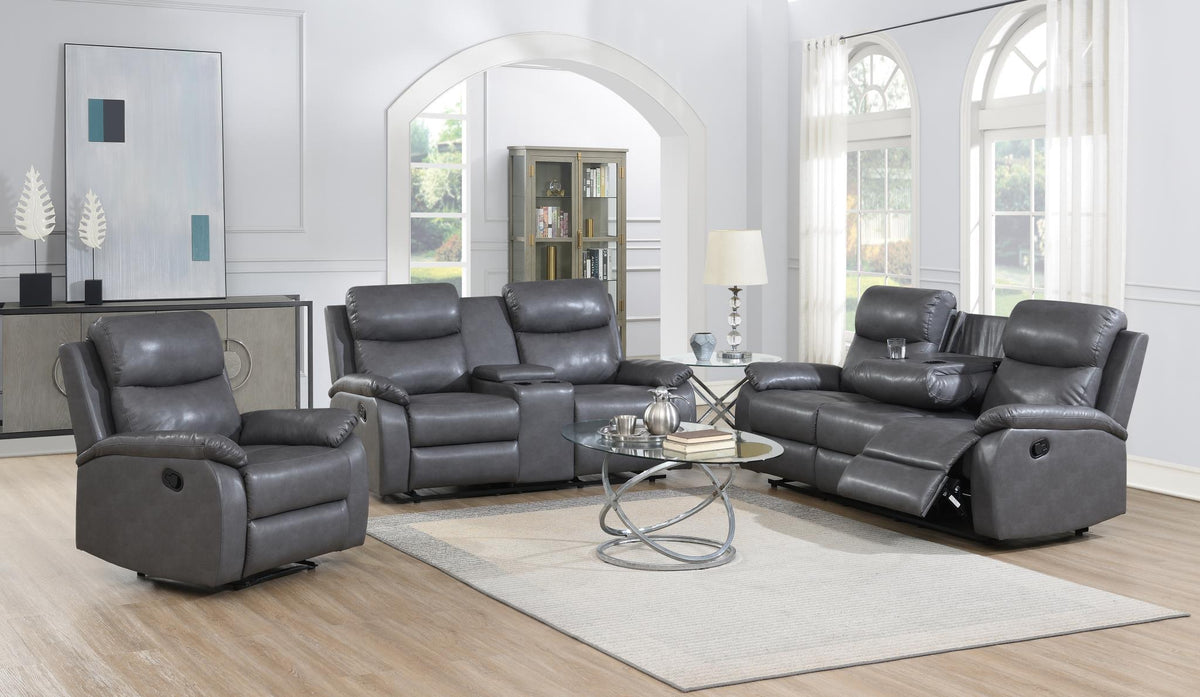 Gray Motion Sofa Set with Center Table